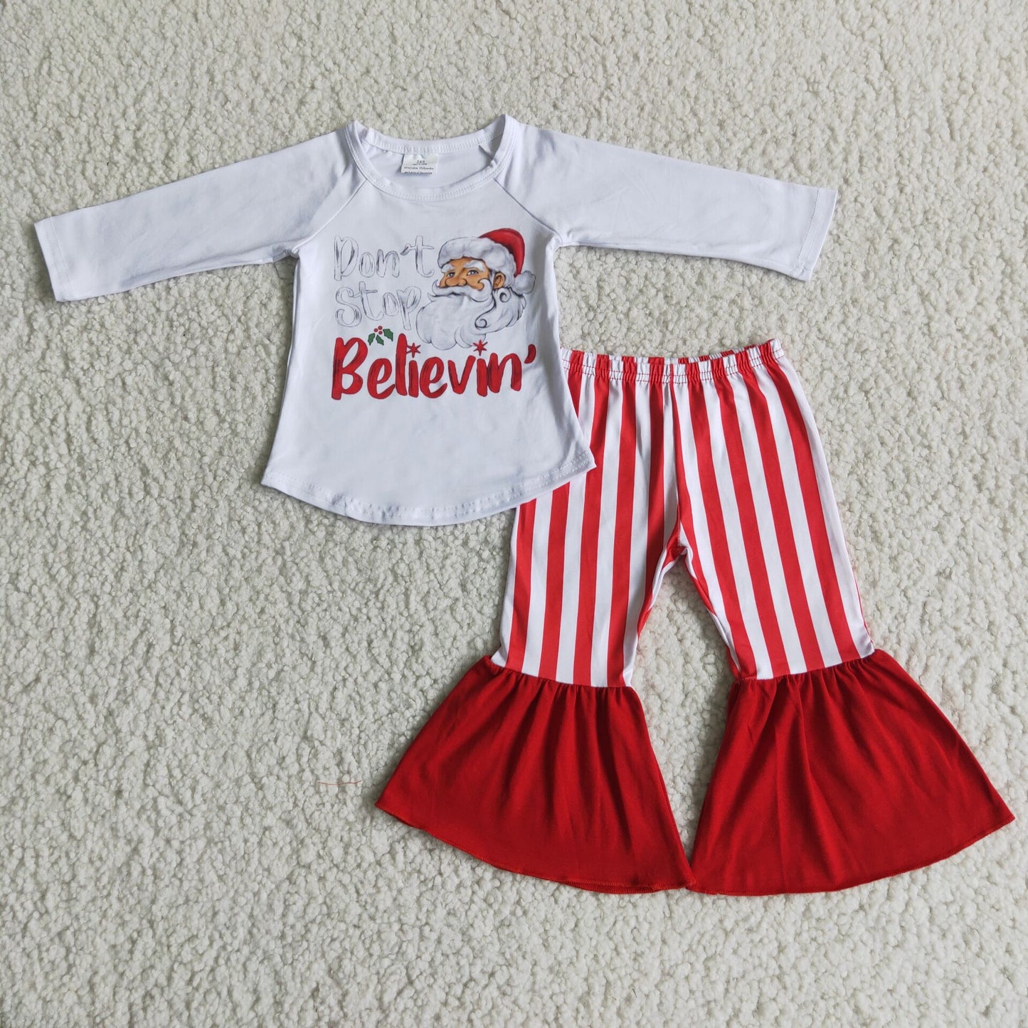 christmas winter long sleeve outfit for girl  with stripes