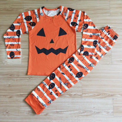 BLP0021  adult halloween long sleeve orange pajamas set women and man outfit