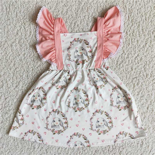 A5-2 Easter Bunny Pink Lace Sleeve Dress