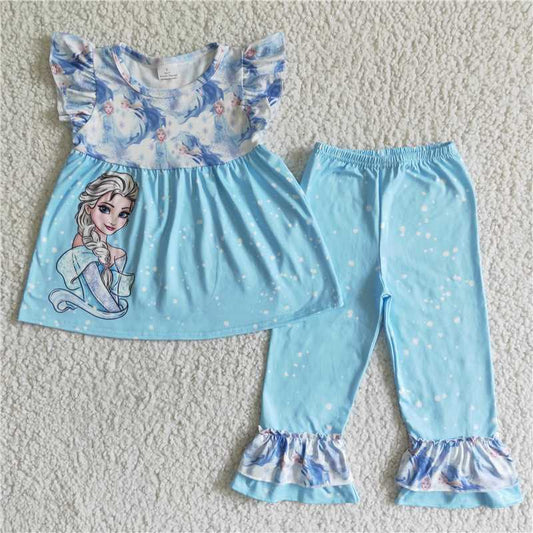 GSPO0056 Girls Blue Flying Sleeve Trousers Set