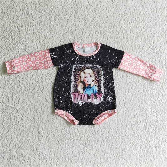 LR0180 letter print long-sleeve bodysuit