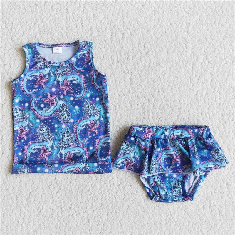 girl sleeveless tank and bummies swimming 2pieces set