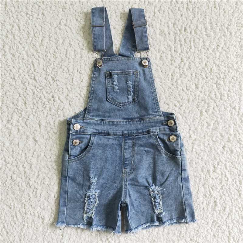 SS0016 Light blue denim shorts with straps