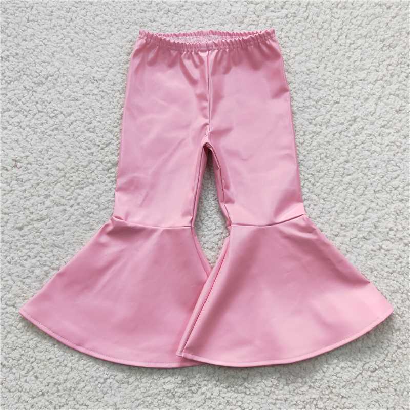 P0049  Pink Flared Leather Pants