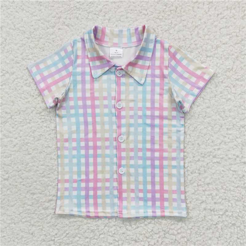 BT0215 Boys Color Striped Short Sleeve Top