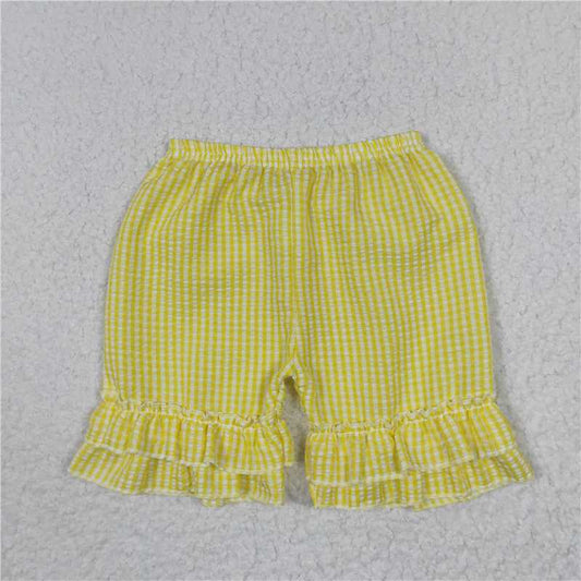 SS0065 Yellow Red Plaid Shorts