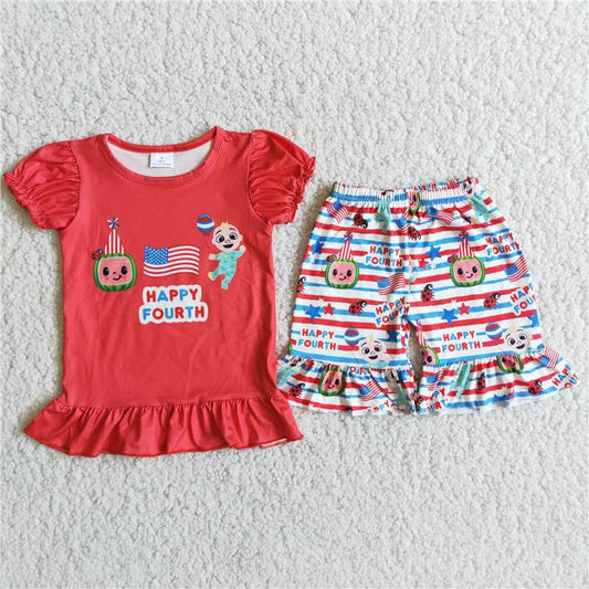 girl summer happy fourth outfit with ruffle
