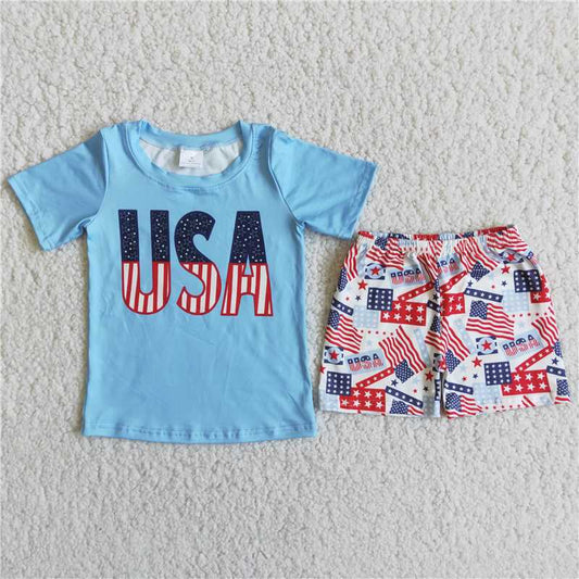 boy summer short sleeve outfit for july 4th