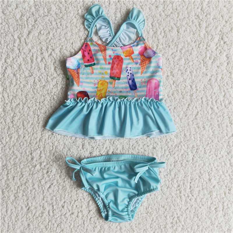 girl summer sleeveless swim 2 pieces set