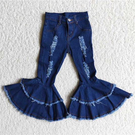 dark blue holes jeans for fashion girl