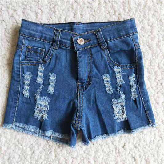 summer girls denim shorts with holes design