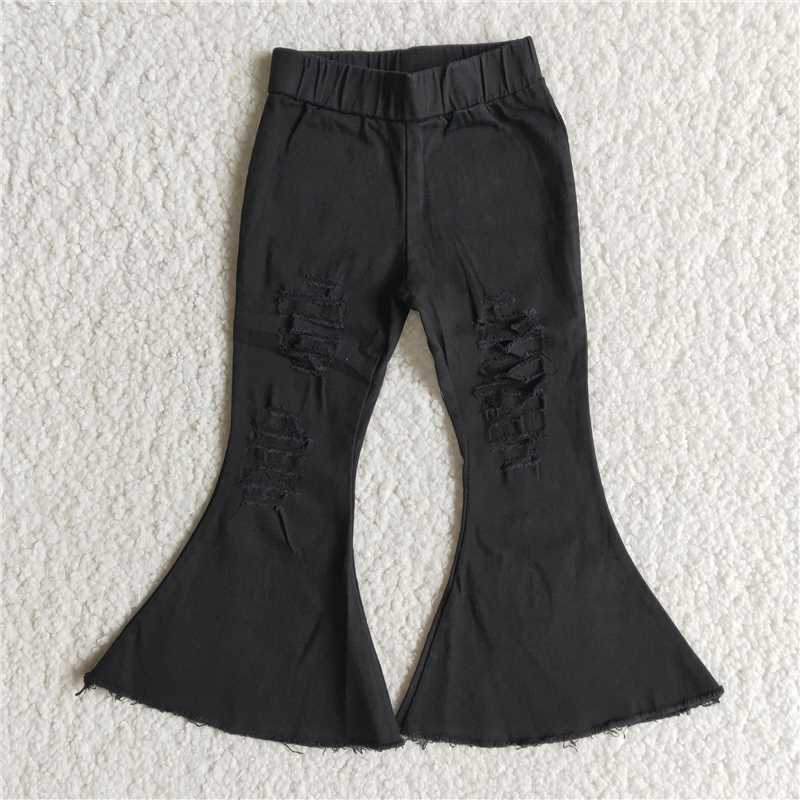 C8-2 girls fashion black bell-bottomed pants