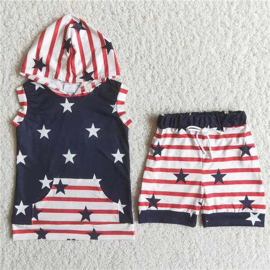 boy navy blue outfit with star pattern