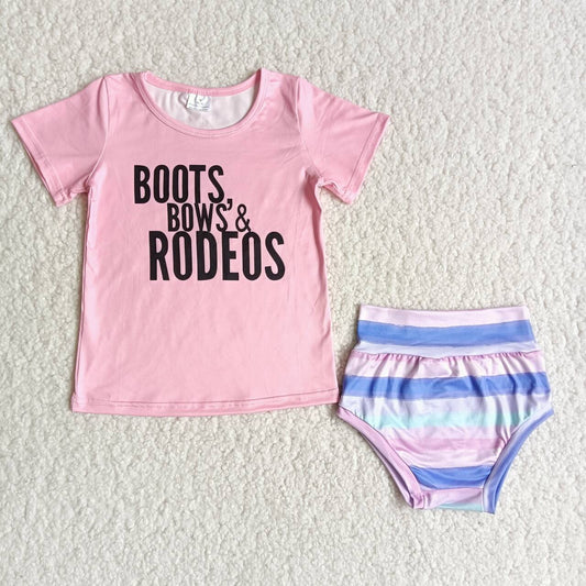 baby girls pink  bummie set with letter design