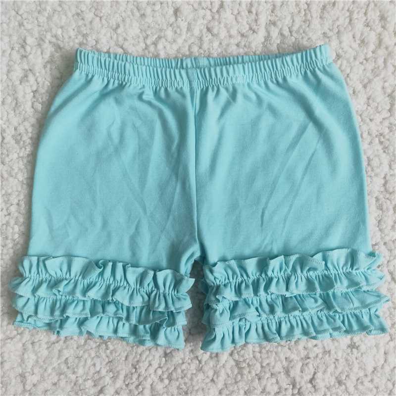 girl icing ruffle solid shorts with elastic waist