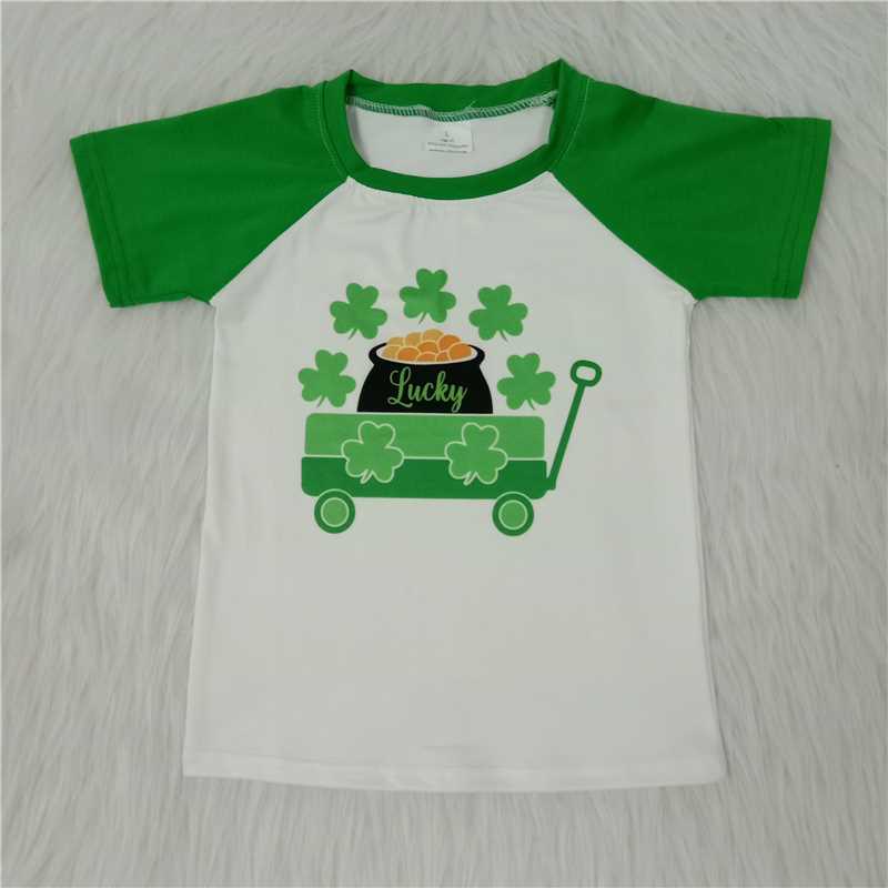 boy green short sleeve raglan shirt st patrick top