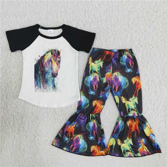 girl colorful horse print outfit