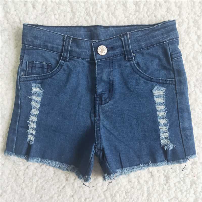 girl holes design summer denim shorts