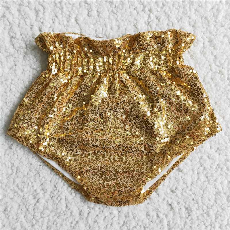 D5-9 infants high quality sequins bummies with elastic waist baby solid color shorts