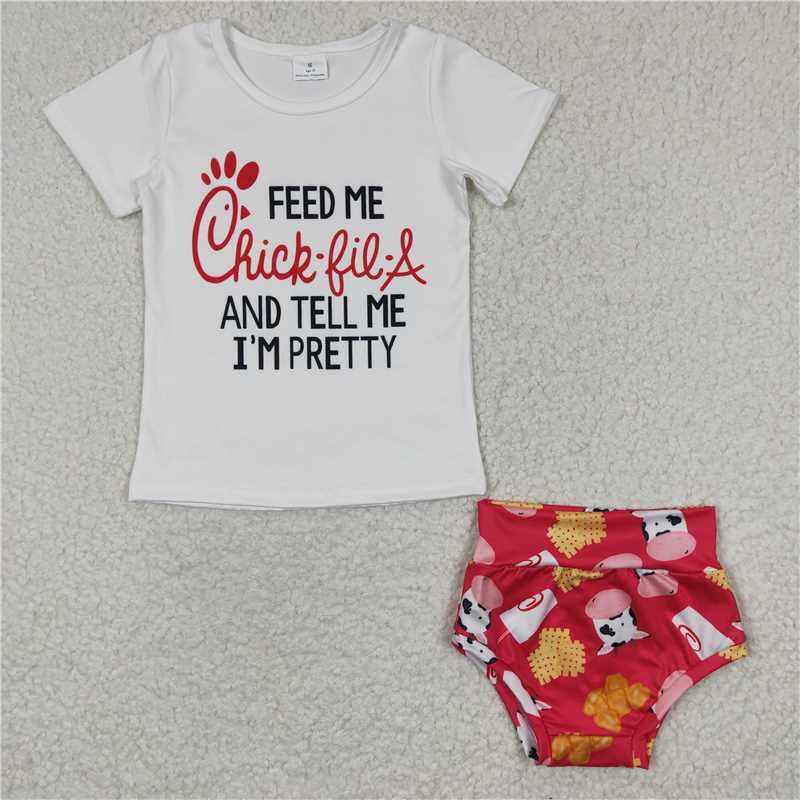 GBO0079 Girls Cow Burger Short Sleeve Brief Set