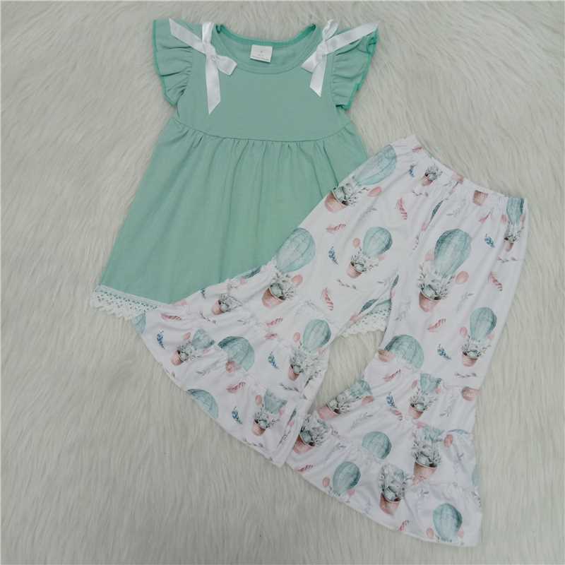 Girl solid color tunic bell pants for easter day