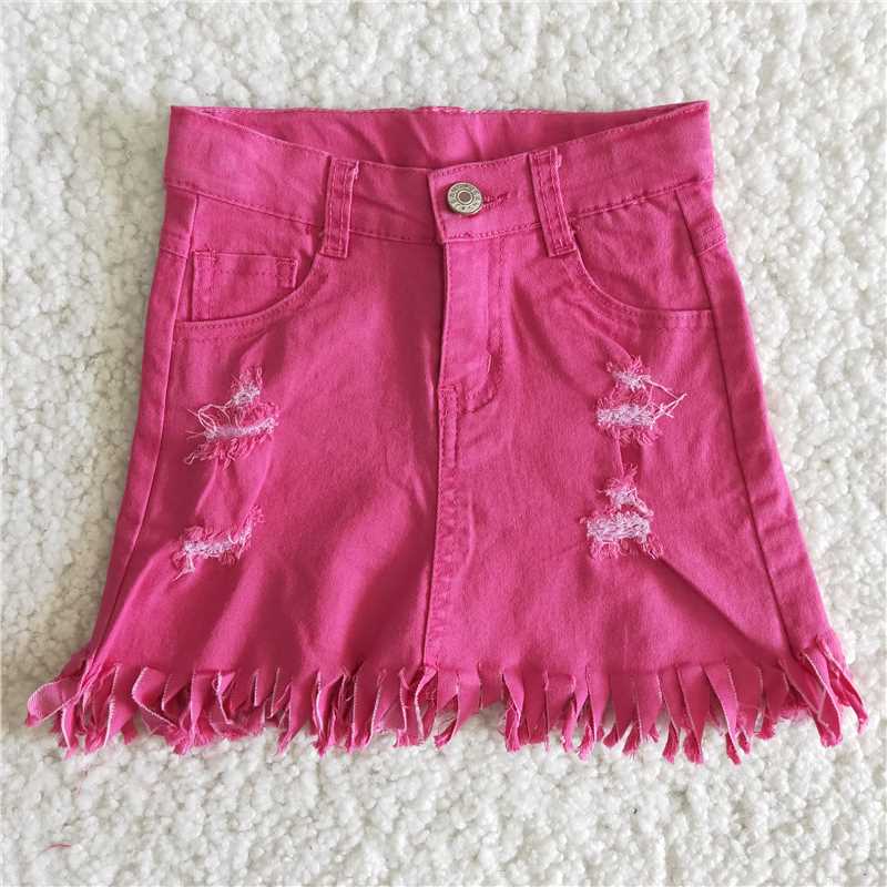 girl fashion denim skirt with tessel