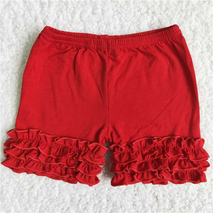 girl icing ruffle solid shorts with elastic waist