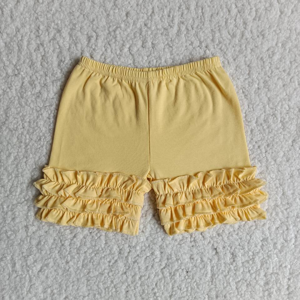 baby girl solid color shorts with icing ruffle