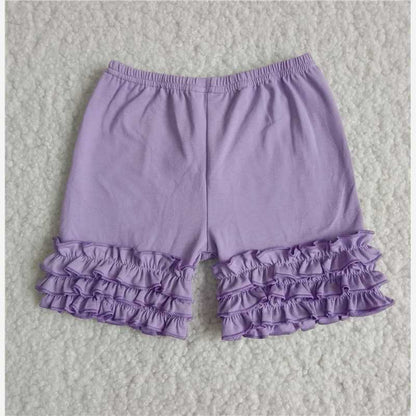 baby girl solid color shorts with icing ruffle