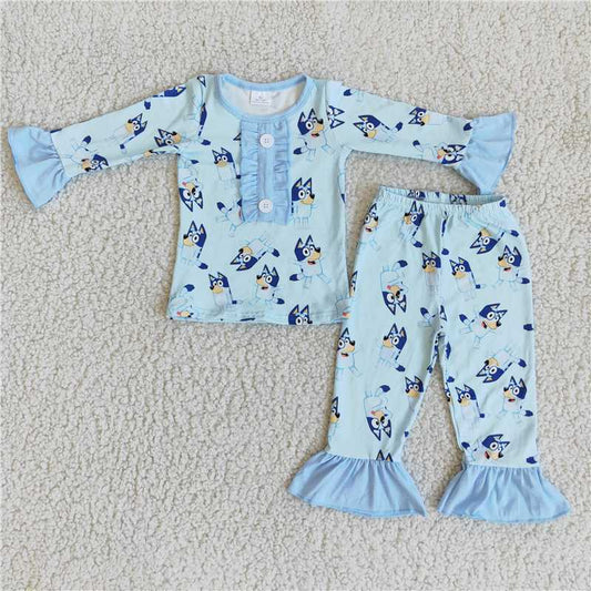 6 C9-16 girls' long sleeve long pants pajama set