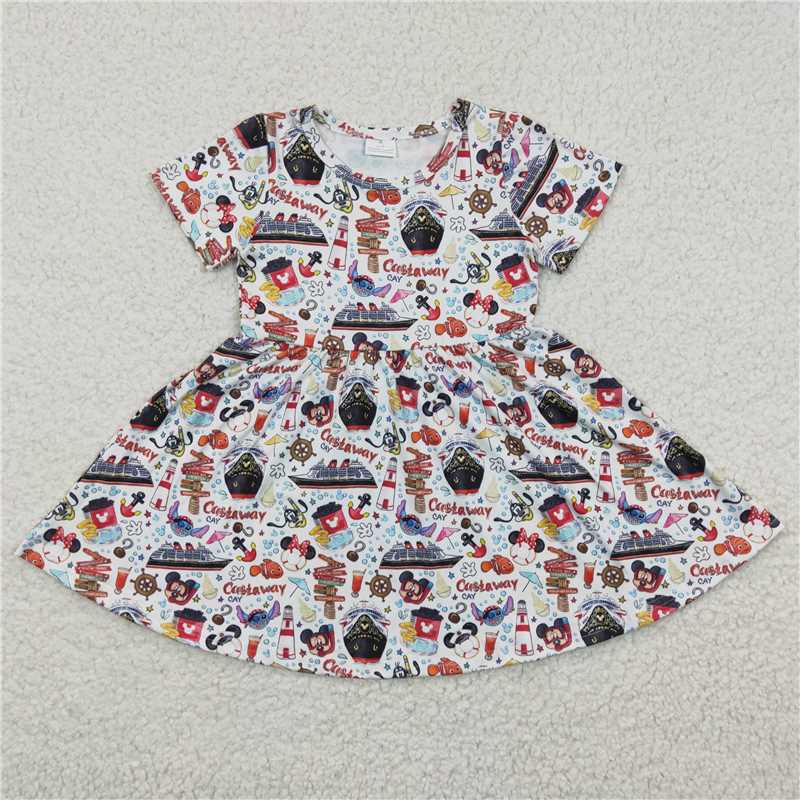 GSD0290 girls boat short sleeve dress