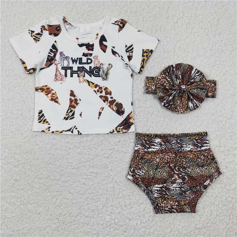 GBO0096 Girls Leopard Short Sleeve Brief Set