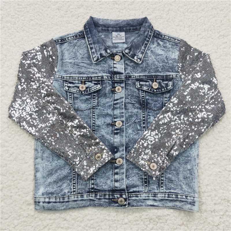 GT0148  Blue Sequined Denim Jacket