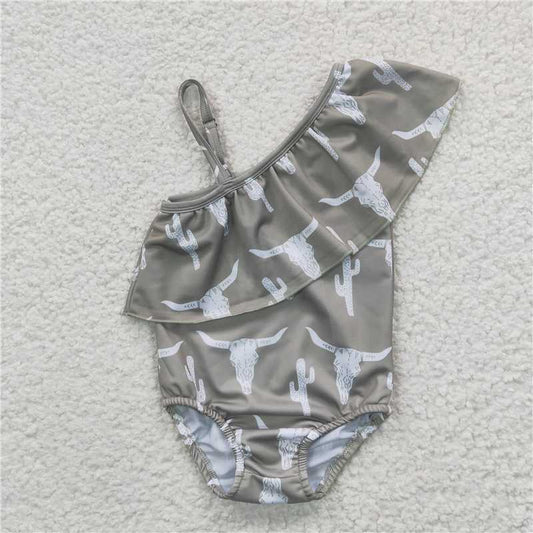 s0106 Bull Head Green One-Piece Swimsuit