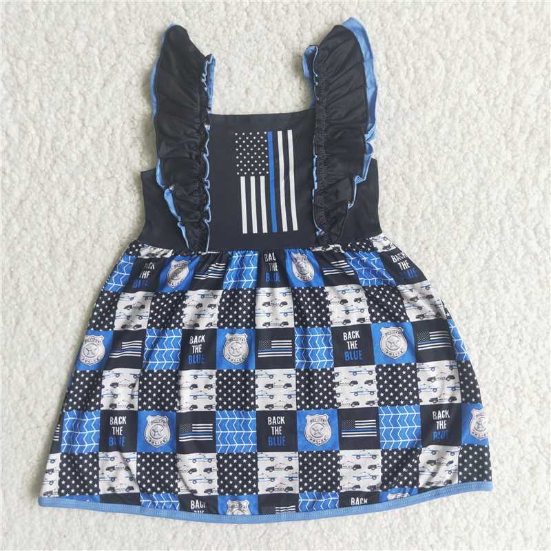 A5-12 girl flutter sleeve july 4th dress