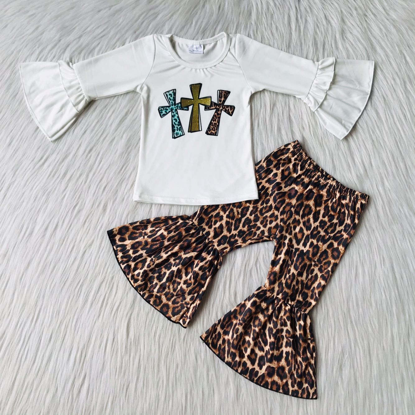 girl leopard cross outfit for easter day