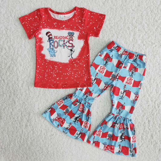 baby girls red short sleeve t-shirt and bell bottoms outfit