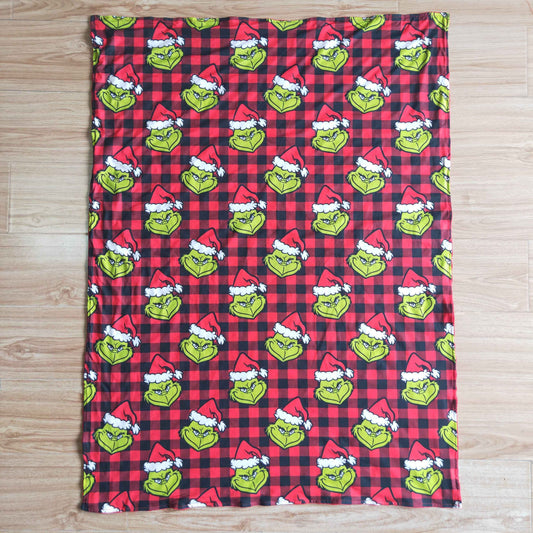 infants black and red plaids blanket with cartoon