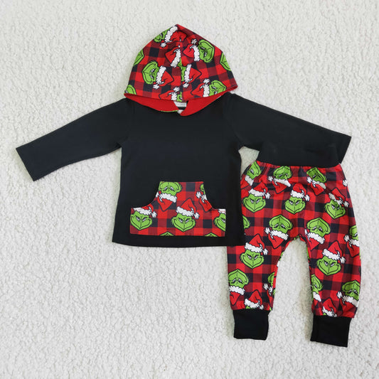 boy cotton hoodie and pants set kids christmas outfit with pocket