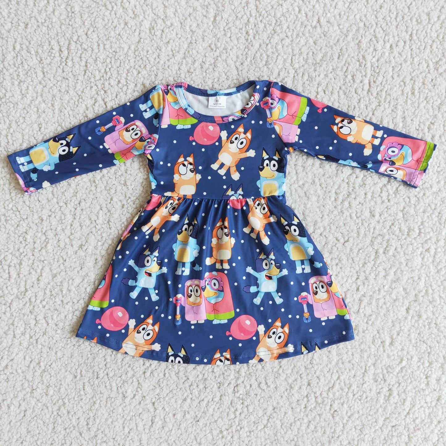 girl long sleeve frock baby spring dress with o-neck