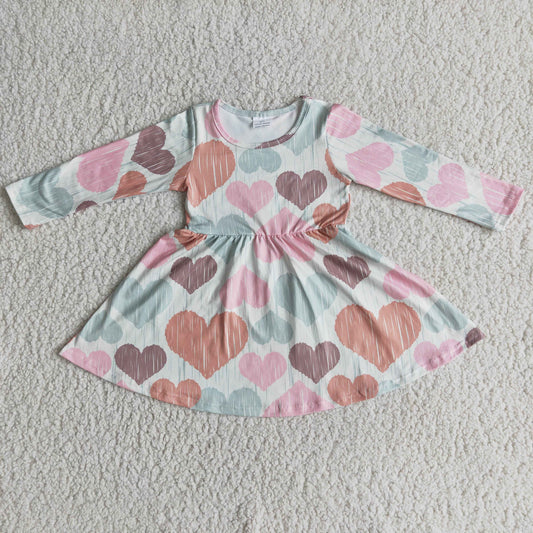 valentine's day long sleeve girl heart dress