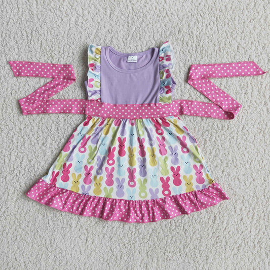 girl bunny twirl dress with dot blet