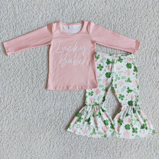 B2-25 luck baby girls long sleeve outfit for St Partrick