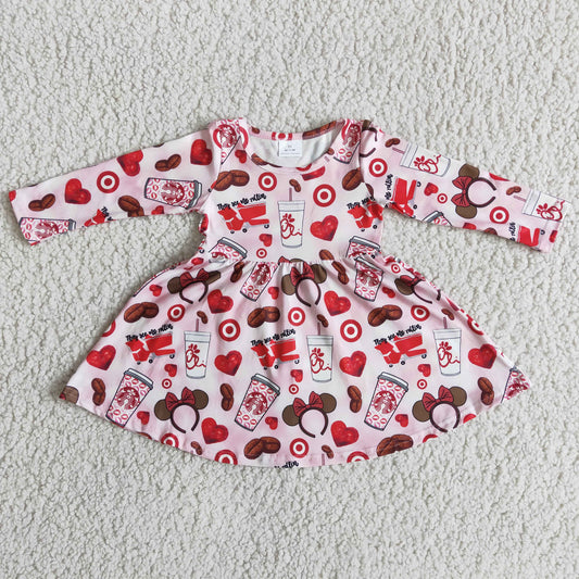 girl valentine's day long sleeve heart frock