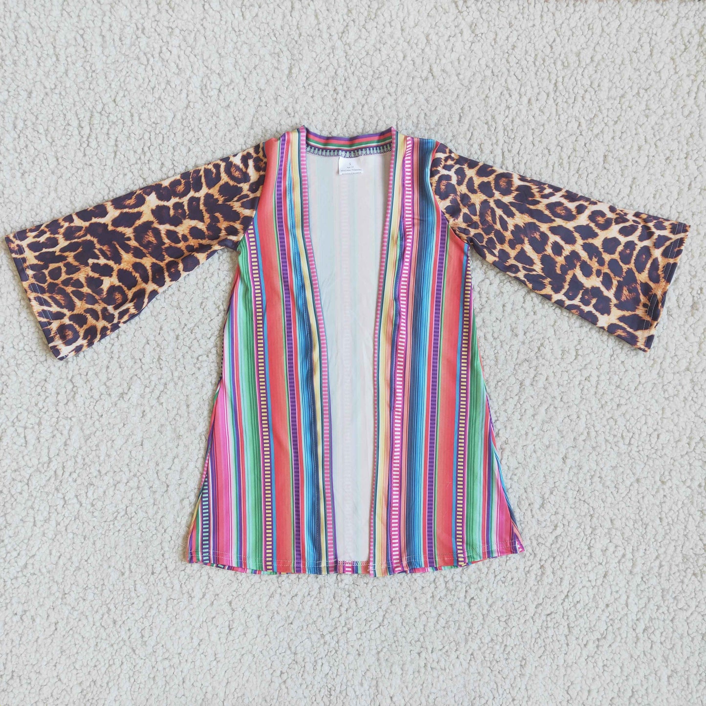 kids long sleeve cardigan  leopard and stripes coat