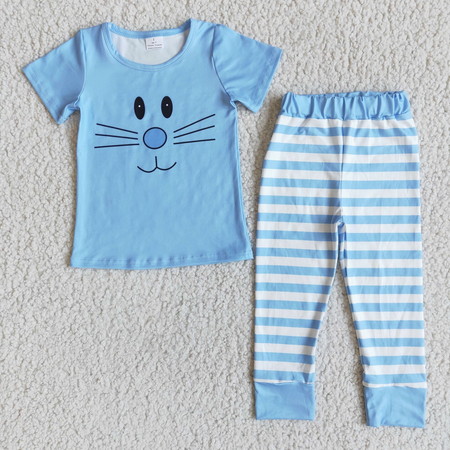 kids short sleeve outfit sister and brother cute cartoon stripes clothes