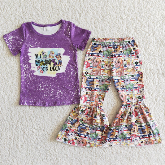 girl spring outfit kids short sleeve top match bell pants