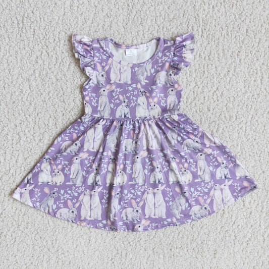 toddler girls purple dress with cute bunny