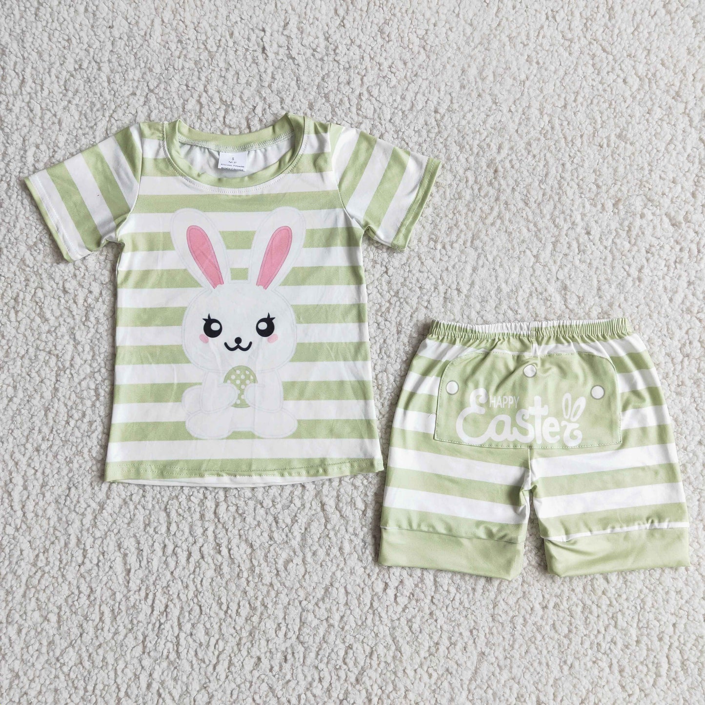 boy short sleeve stripe outfit for easter day