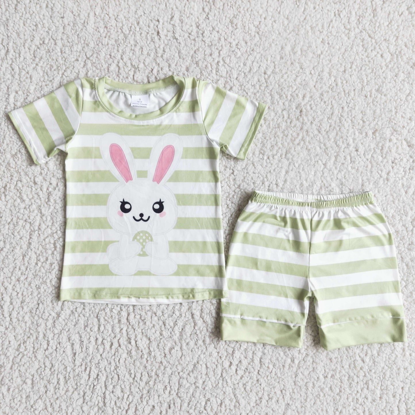 boy short sleeve stripe outfit for easter day